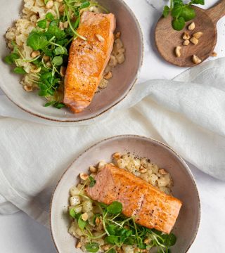 Knolselder 'risotto' met zalm