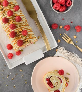 Rolcake met mascarpone en framboos